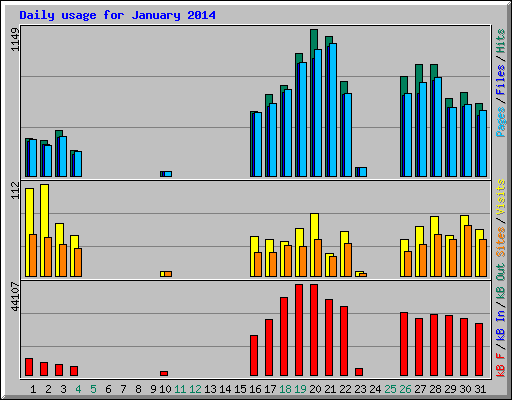 Daily usage for January 2014