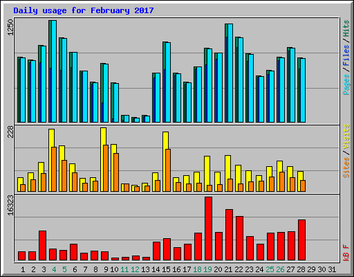 Daily usage for February 2017