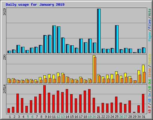 Daily usage for January 2019