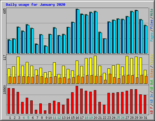 Daily usage for January 2020