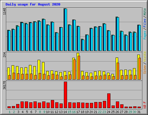 Daily usage for August 2020