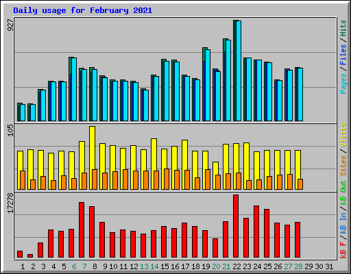 Daily usage for February 2021