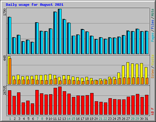 Daily usage for August 2021