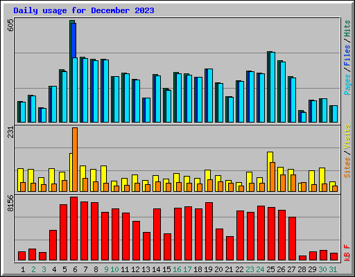 Daily usage for December 2023