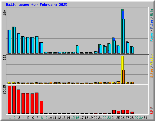 Daily usage for February 2025