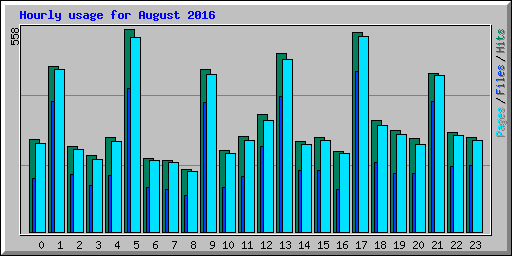 Hourly usage for August 2016