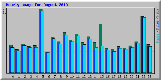 Hourly usage for August 2019