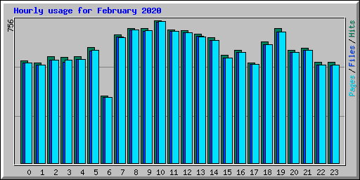 Hourly usage for February 2020